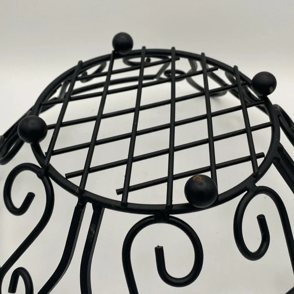 Black metal fruit table decor basket 14x4”